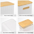 Ohmlove 4 Pack Storage Bins with Bamboo Lids,Stackable Box for Organization - Image 3