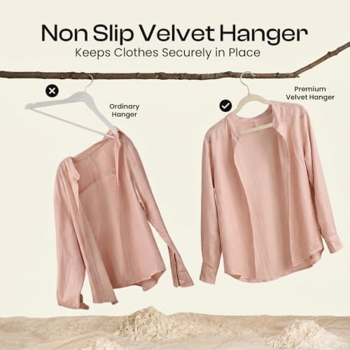 Utopia Home Velvet Hangers 50 Pack - Non-Slip Suit Hangers with 360 Degree Rotatable Hook - for Pants, Coats, Shirts & More (Ivory) | Luxury Non-Slip Slim Pant & Coat Hangers | Strong Space-Saving Clothes Hangers | 360° Swivel Hook - Image 4