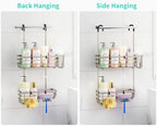 HapiRm Hanging Shower Caddy Organizer - No Drilling Shower Shelves with Hooks and Toothbrush Holder, Rustproof 304 Stainless Steel Bathroom Organizer - Brushed Nickel - Image 5