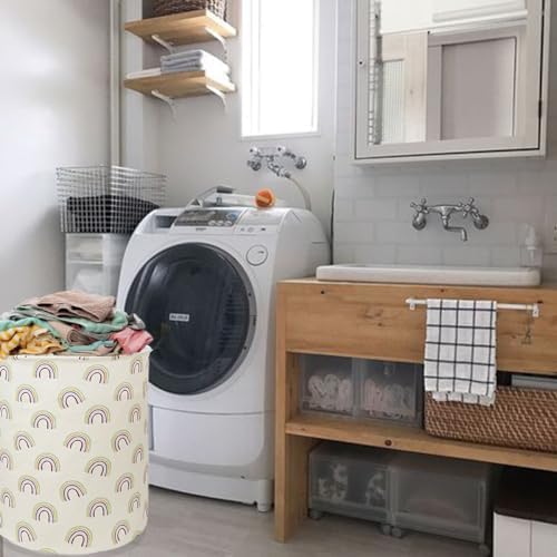 Collapsible Kids Laundry Basket Clothes Hamper, Foldable Storage Organizer Bin, Toy Clothes Storage with Handles for Boys Girls Bedroom, Room Decor Rainbow - Image 4