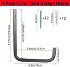Garage Storage Hook, 6.3 Inch Heavy Duty Wall Mount Utility Hanger - Image 2