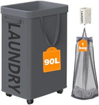 Optish 90L Laundry Basket with Wheels, Rolling Hamper with Removable Bag by Optish