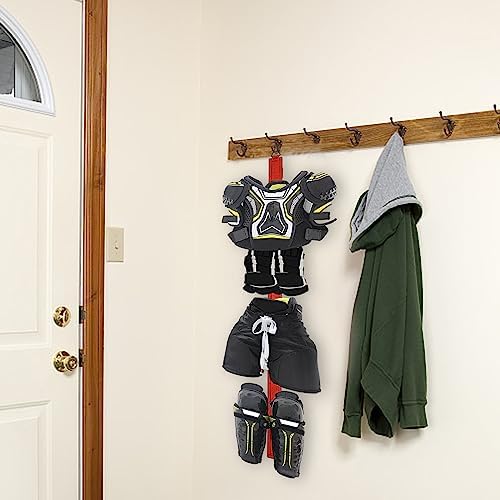 Hockey Hanger Portable Hanging Dryig Rack Hockey Gifts for Home and Outdoor Using in Ice Hockey Skating Football Camping Fishing 5 Hooks (Red) - Image 5