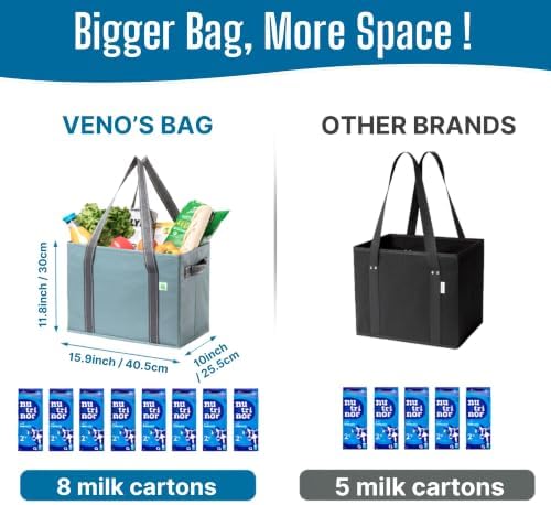 VENO 2 Pack Extra Large Reusable Grocery Shopping Bags Utility Tote - Image 2
