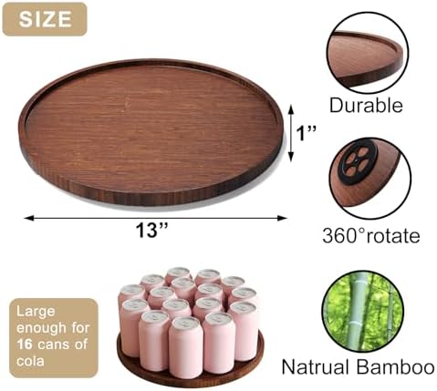 VERTORGAN Lazy Susan Bamboo Organizer for Kitchen, Cabinet,Large(Brown) - Image 6
