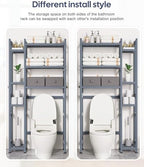Homde Bamboo Over The Toilet Storage Organizer: Basket and Drawer (Grey) - Image 6