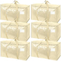 TICONN 6 Pack Extra Large Moving Bags Heavy Duty with Zippers & Carrying Handles, Durable Storage Bags Moving Boxes for Closet Organizers and Storage (6 Pack, Cream) by TICONN