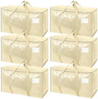 TICONN 6 Pack Extra Large Moving Bags Heavy Duty with Zippers & Carrying Handles, Durable Storage Bags Moving Boxes for Closet Organizers and Storage (6 Pack, Cream) by TICONN