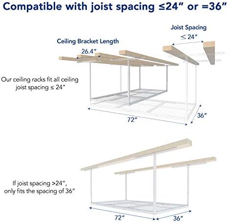 FLEXIMOUNTS 3x6 Overhead Garage Storage Adjustable Ceiling Rack, White - Image 5