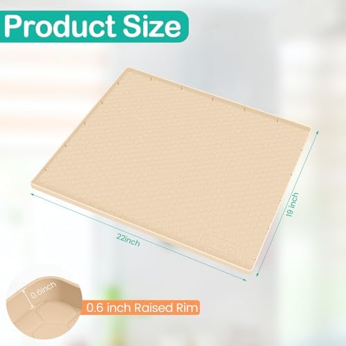 Silicone Under Sink Mat, 22"x19", Waterproof Cabinet Liner, Beige - Image 2