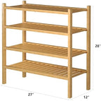 ROMGUAR CRAFT 4 Tier (Thick) Bamboo Shoe Rack for Closet Free Standing Wood Shoe Shelf for Entryway Small Space Stackable 27"x12"x28" (Natural) - Image 3