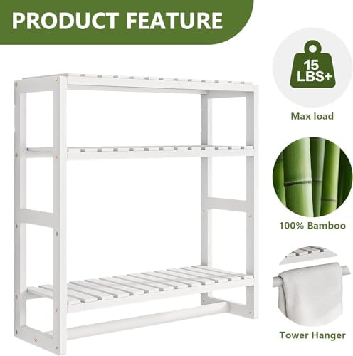 Galood Over The Toilet Storage Bathroom Shelves Wall Mounted 3 Tier White - Image 4