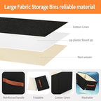 linen closet organizers and storage, 3 Pack Large Storage Baskets, Washable, Clothing Storage Bins with Handle, Closet Organizer for Storage Sweater,Sheets (Black, 16" x9½x6¾) - Image 3