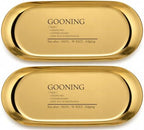 Gooning Catchall Tray Stainless Steel Oval Gold 7x3 Inch Vanity Tray Rust Resistant Stackable Modern Polished for Jewelry Keys and Vanity Organizer, Set of 2 by Unknown