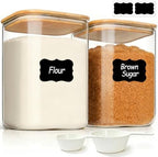 ComSaf Flour Sugar Storage Containers 4 Qt, Set of 2 Glass Flour Container by ComSaf