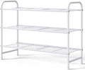 Kitsure Stainless Steel Shoe Rack Organizer, 25.6" Wide - 3 Tier, White | Sturdy Shoe Rack for Closet and Entryway, Free Standing Shoe Shelf, Closet Organizers and Storage by Kitsure