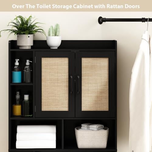 RUSTOWN Rattan Over The Toilet Storage Cabinet, Bathroom Storage Cabinet - Image 6