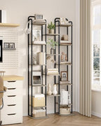Hzuaneri 10 Tiers Vertical Shoe Rack, Narrow Shoe Tower, Tall Shoes Shelf with 2 Hooks, Adjustable Shelves, Corner Shoes Shelves for Small Spaces, Entryway, Living Room, Greige SR11205B - Image 6