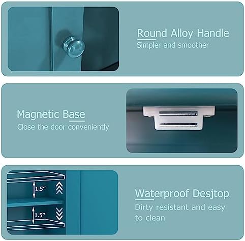 TaoHFE Turquoise Bathroom Cabinet,Bathroom Wall Cabinet with 2 Door - Image 5