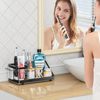 Toothbrush Holders Instant-Drying Organizer - Bathroom Countertop/Wall Mounted Electric Toothbrush Holder - Toothbrush Head Toothpaste Holder Bathroom Counter Organizers Storage Black - Image 5