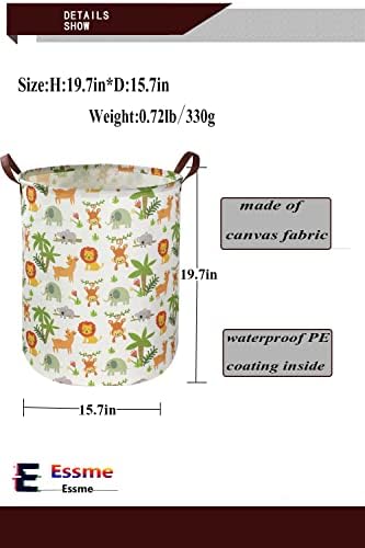 Essme Kids Laundry Hamper,Jungle Laundry Basket Collapsible Greeen Hamper for Kids Room Decor, Animal Hamper,Woodland Storage Basket, Nursery Hamper,Gift Baskets.(Jungle animal) - Image 6