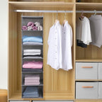 Large Hanging Sweater Organizer for Closet,Collapsible 6-Shelf Hanging Closet Shelves with Drawers, Washable (Grey-6 Shelf) - Image 3