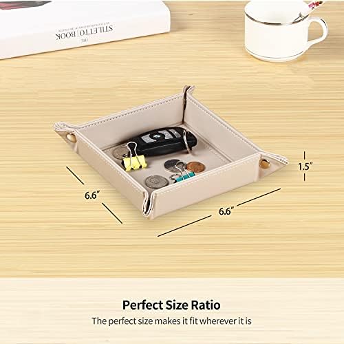 YAPISHI Valet Tray,Foldable PU Leather Catchall Tray/Dish/Caddy Orange - Image 3