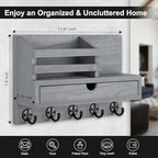 Key Holder Wall Mount, Mail Holder with Storage Drawer - Image 2