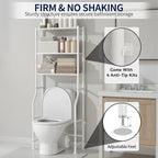 GloTika 3-Tier Over Toilet Storage Rack, Anti-Wobble, White - Image 5
