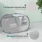 Collapsible Laundry Baskets with 2 Compartments, Black + Begie - Image 4