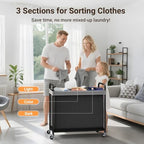 ELYKEN Laundry Hamper 3 Section, 120L Rolling Laundry Sorter with Wheels - Image 6