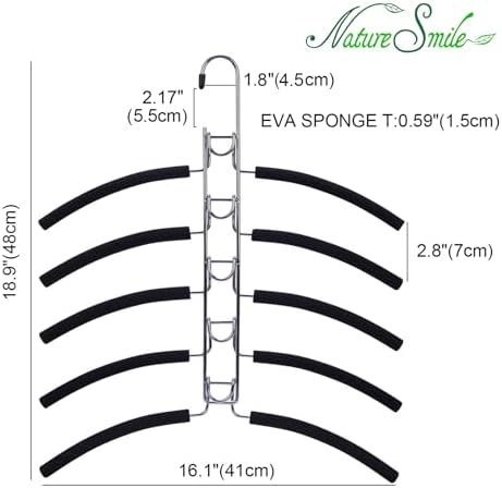 Nature Smile No Shoulder Bump Multiple Sweater Coat Clothes Hangers,Multi Layers Space Saving T Shirt Blouse Rack,(2 Pack Black Color) - Image 4