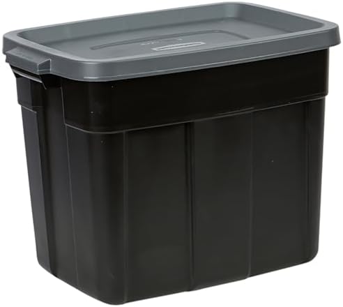 Rubbermaid 6-Pack Heavy Duty Durable 3 GAL Totes for Storage with Snap Lids and Handles, Plastic Storage Bins Stackable Black Gray for Home and Garage (3 GAL - 6 Pack Solid Black and Grey) - Image 4