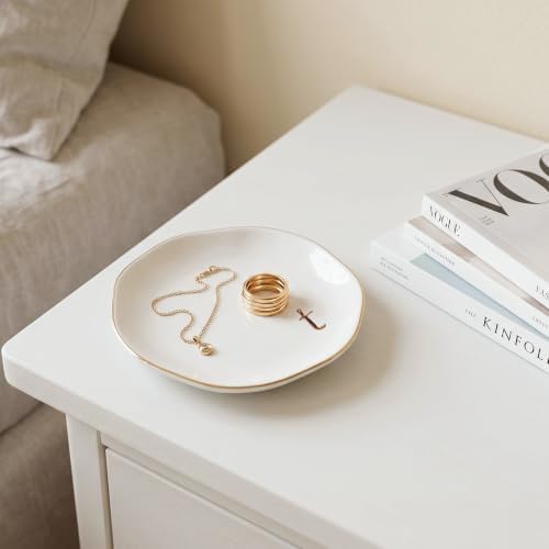 Ceramic Jewelry Tray, White Initial T Personalized Jewelry Dish - Image 6
