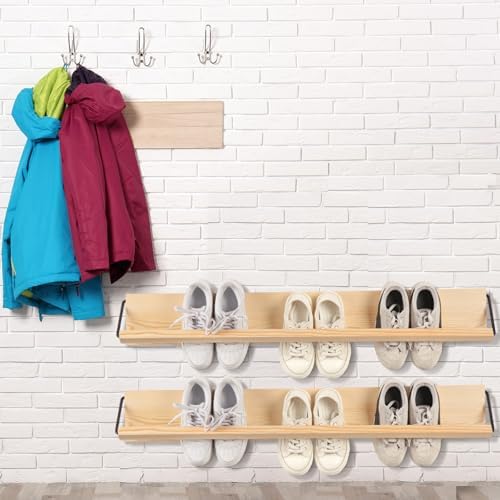 Mifoci 2 Pcs Wall Mounted Shoe Rack Storage Wooden, 39.37'' Long - Image 5