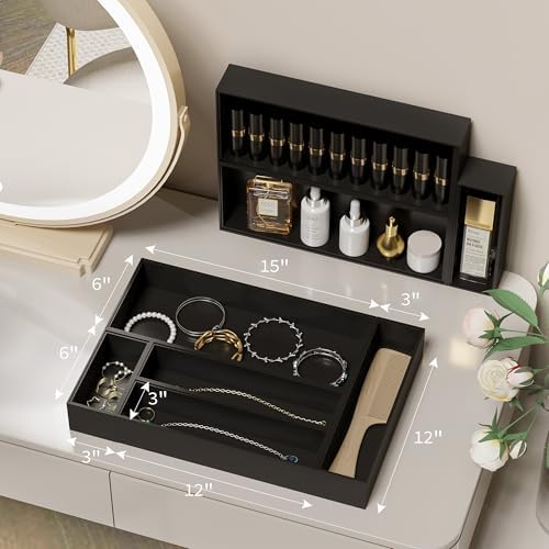 Bamboo Kitchen Drawer Organizer, 2-Pack, 17" x 6" x 2.5", Black - Image 4