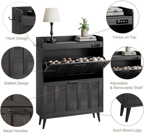 ChooChoo Shoe Storage Cabinet with 2 Flip Drawers and Deodorizer - Image 5