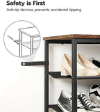 HOOBRO Shoe Rack, 4 Tier Shoe Storage Organizer with 3 Oxford Fabric Shelves and Top Panel, Holds 12-16 Pairs of Shoes for Entryway and Closet, Industrial, Rustic Brown BF47XJ01G1 - Image 6