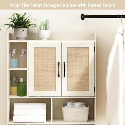 RUSTOWN Rattan Over The Toilet Storage Cabinet, Bathroom Storage Cabinet - Image 6