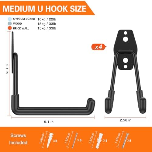 HUPBIPY Garage Hooks Heavy Duty 4 Pack, Wall Mount Ladder Hooks - Image 2