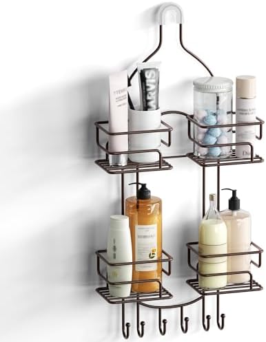 SRIWATANA Shower Caddy Hanging, Shower Organizer with Razor Hooks, Bronze by SRIWATANA
