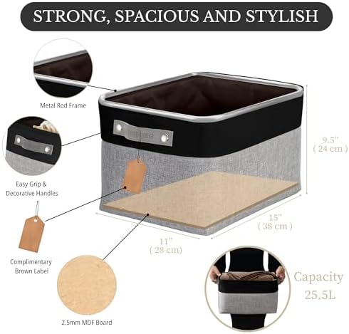 DECOMOMO Storage Bins, Large Fabric Storage Baskets for Shelves 4 Pack - Image 3