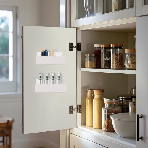 6 Inch Acrylic Spice Rack Wall Mount, White, 2 Pack - Image 6