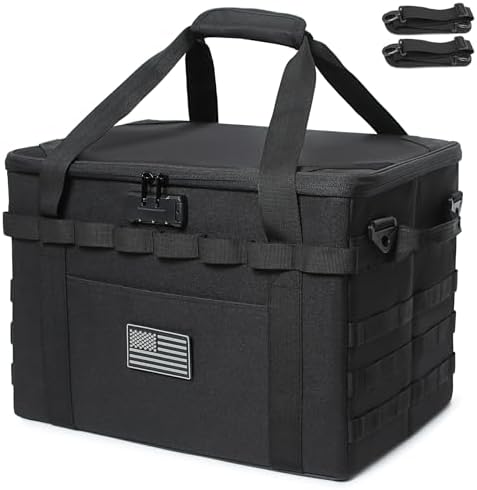 Tactical Camping Storage Bag - 38L Utility Tote Bag Organizer with Combination Lock and Shoulder Strap by Lemubeane