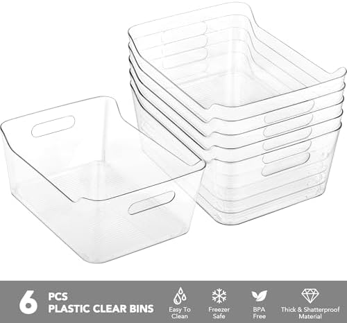 Tiawudi 6 Pack Plastic Storage Bins, Extra Large Pantry Organizer, 13.5" x 10" Clear Storage Containers and Organizer Bins, Multi-Use Bins for Home, Kitchen, Closet and Cabinet - Image 3