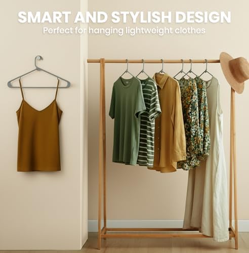 Utopia Home Plastic Hangers 20 Pack – Built-in Strap Hooks Grey - Image 3
