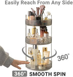 Asayuee 360 Rotating Makeup Organizer,3 Tier Large Capacity Make Up Organizers and Storage,Skincare Perfume Vanity Organizers,Bathroom Cosmetics Storage Organizer Countertop(Grey) - Image 3