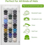 Baseball Hat Rack, 24 Pocket Over-The-Door Hat Organizer with Clear Deep Pockets to Display Baseball Caps Collection, Complete with 3 Over Door Hooks (White, 24 Pockets) - Image 4