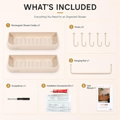 Shower Caddy Adhesive, No Drilling Aluminum Bath Organizer Shelf - Image 6