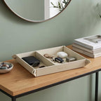 UnionBasic Medium Jewelry Tray for Rings Watches Earrings, Entryway Catchall Caddy for Coins Keys Change, Nightstand Bedside Valet Holder, Trays for Electronic Gadgets, Lychee Beige Plus - Image 5